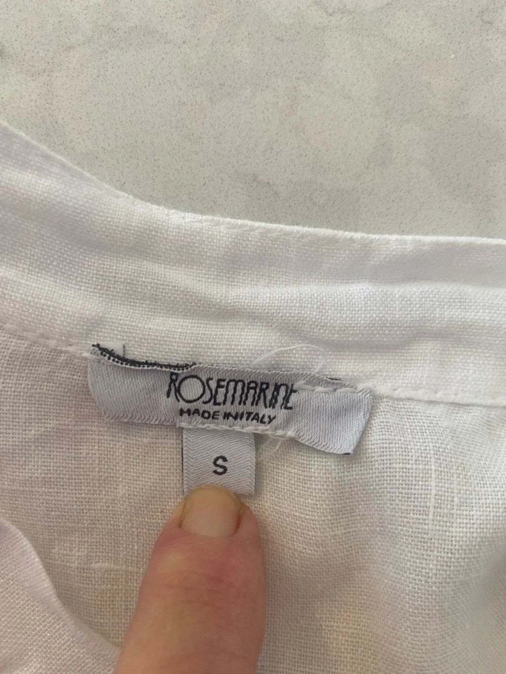 LINEN ROSEMARINE Made in Italy long White 3/4 Length sleeve Blouse Size Small - Picture 7 of 13